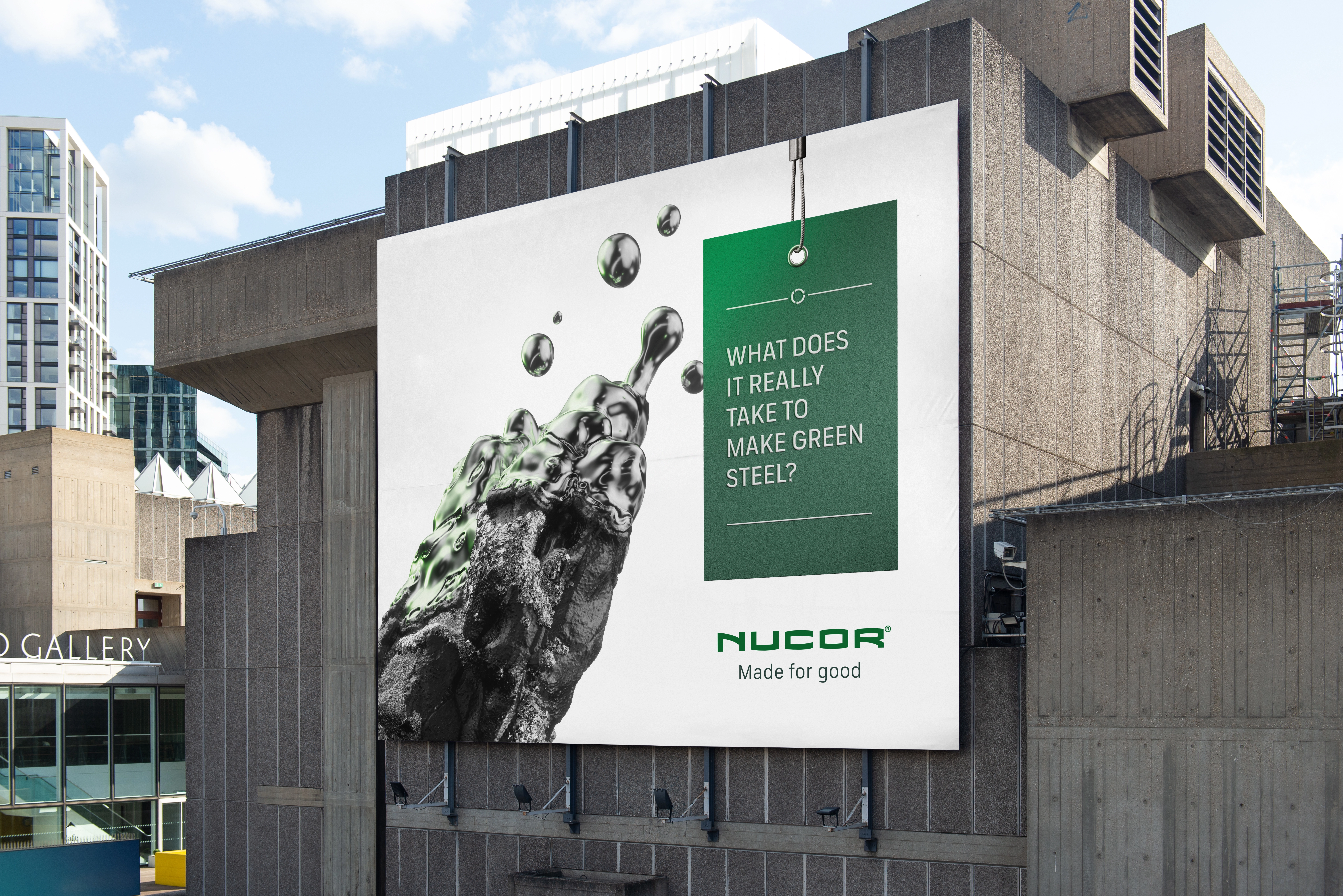 nucor made for good billboard on side of building