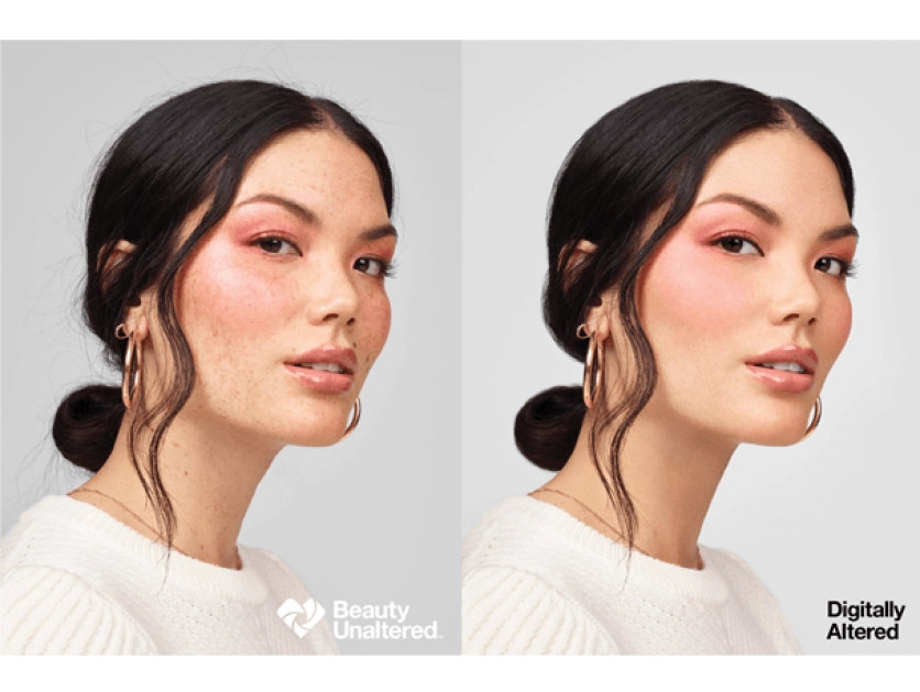 image of woman with and without digital edits 